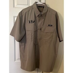 Eddie Bauer Shirt Mens Size XL Short Sleeve Hiking Chamois Solid Button Up